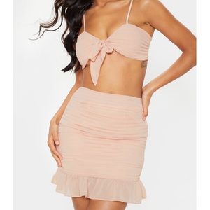 PrettyLittleThing blush pink skirt set